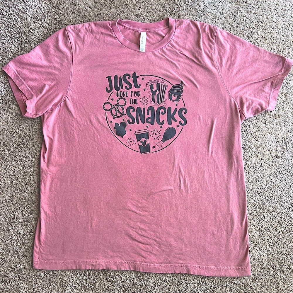 Etsy custom made Disney themed t shirt women’s xl mauve EUC unisex trendy snacks